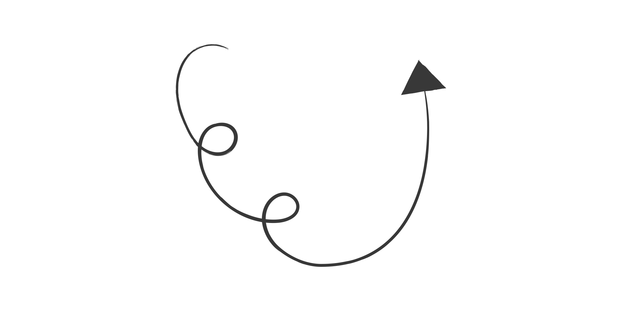 Curly arrow pointing up